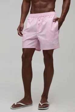 Short Ample Style Boxer En Coton Avec Broderie