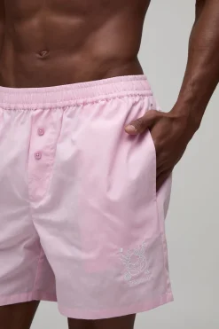 Short Ample Style Boxer En Coton Avec Broderie