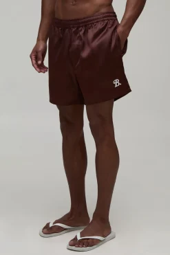 Short Ample Style Boxer En Satin Avec Broderie