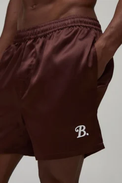 Short Ample Style Boxer En Satin Avec Broderie