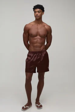 Short Ample Style Boxer En Satin Avec Broderie