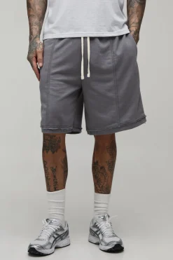 Short Ample Taille Basse À Entrejambe Tombant Avec Coutures Apparentes Et Molleton Bouclette