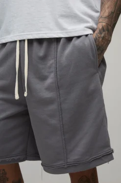 Short Ample Taille Basse À Entrejambe Tombant Avec Coutures Apparentes Et Molleton Bouclette