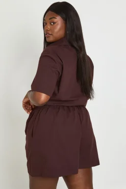 boohoo Short Ample Évasé En Chambray Grande Taille<Femme Looks Chocolat|Shorts