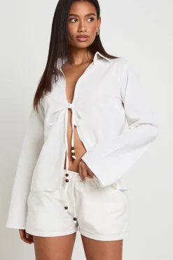 boohoo Short Aspect Lin À Perles<Femme Shorts