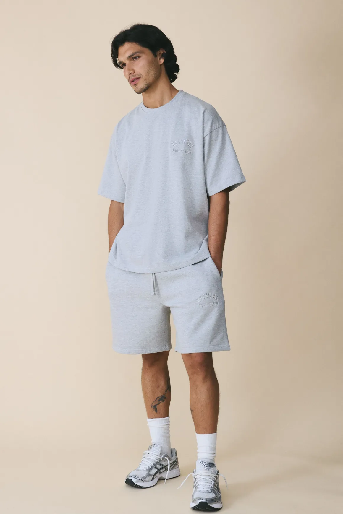 Short Baggy Brodé En Molleton Épais 500 G/m²
