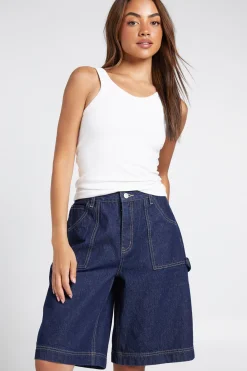 boohoo Short Bermuda Cargo En Denim Taille Mi-haute<Femme Denim|Shorts