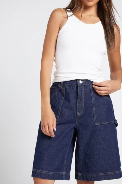 boohoo Short Bermuda Cargo En Denim Taille Mi-haute<Femme Denim|Shorts