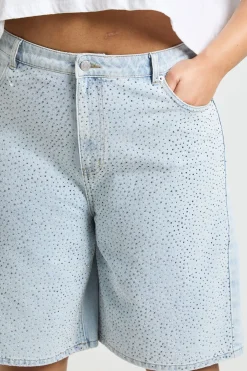 Short Bermuda En Jean Brodé Grande Taille