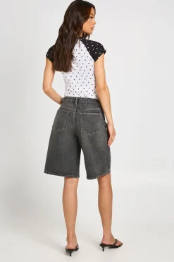 boohoo Short Bermuda En Jean Taille Mi-haute Tall<Femme Denim|Shorts