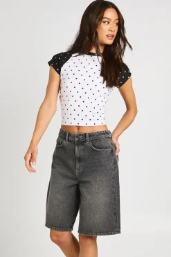 boohoo Short Bermuda En Jean Taille Mi-haute Tall<Femme Denim|Shorts