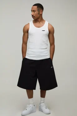 boohooMAN Short Bermuda Jersey Brodé Sport Homme<Homme Jorts|Denim