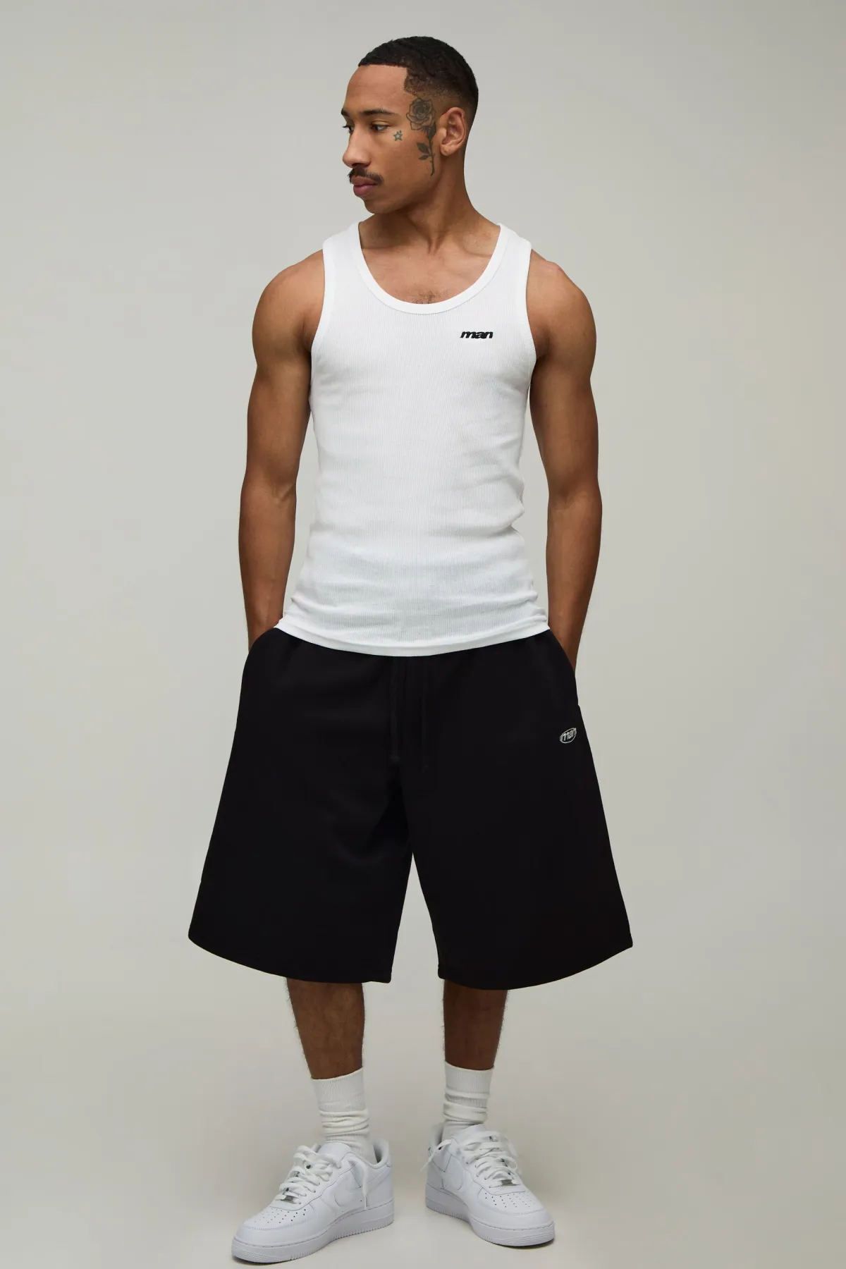 boohooMAN Short Bermuda Jersey Brodé Sport Homme<Homme Jorts|Denim