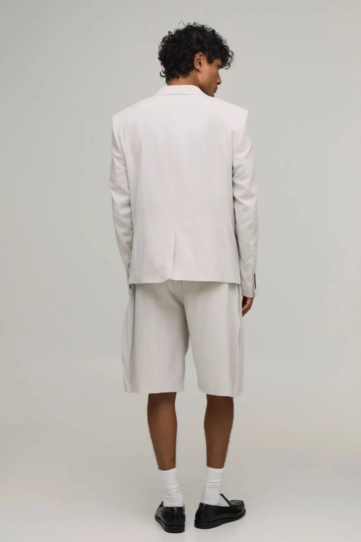 Short Bermuda Large À Pinces Effet Lin Coupe Tailleur