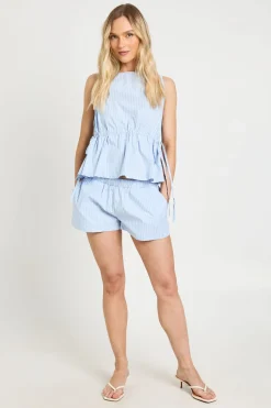 Short Boxer Rayé Petite Taille Élastique Style Runner