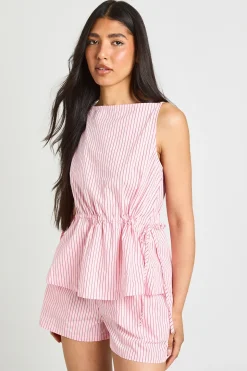 Short Boxer Runner Taille Haute À Rayures Avec Taille Élastiquée
