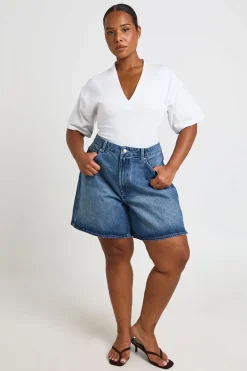 Short Boyfriend En Denim Grande Taille