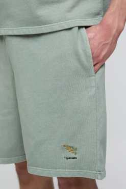Short Brodé Délavé Coupe Ample