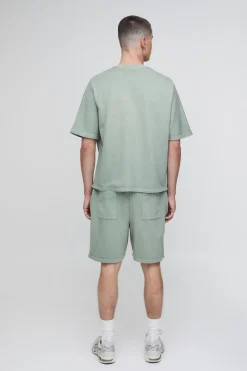 Short Brodé Délavé Coupe Ample