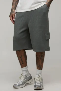 Short Cargo Ample Coupe Haute En Tissu Gaufré