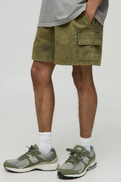Short Cargo Coupe Boxer Taille Élastique en Ripstop Lavé