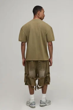 Short Cargo Déchiré Parachute Effet Ultra Délavé Multi-poches