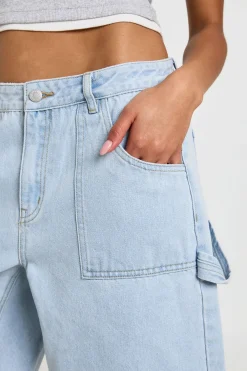 Short Cargo En Jean Taille Mi-haute