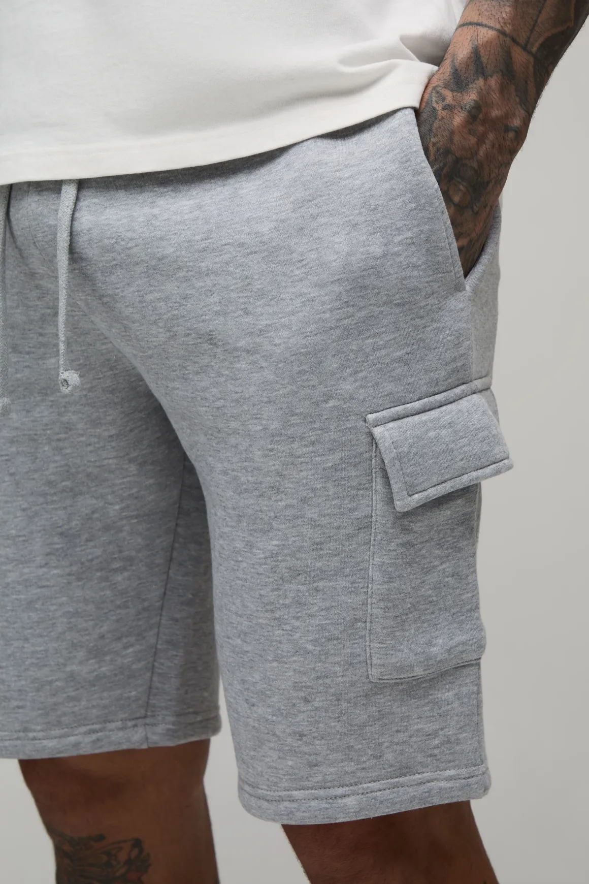 Short Cargo En Jersey Coupe Slim Basique Pour Homme Grand