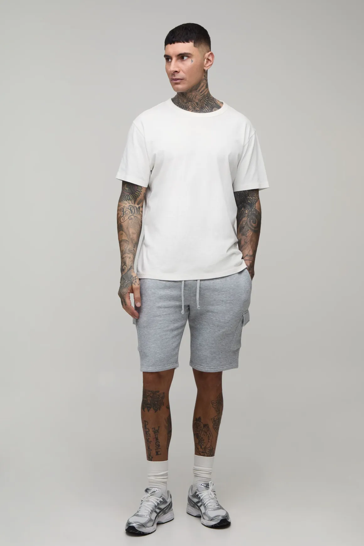 Short Cargo En Jersey Coupe Slim Basique Pour Homme Grand