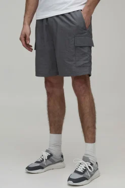 Short Cargo En Nylon À Taille Élastiquée Coupe Décontractée