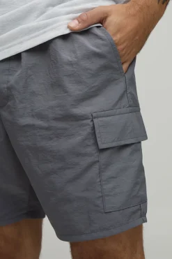 Short Cargo En Nylon À Taille Élastiquée Coupe Ajustée
