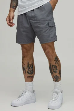 Short Cargo En Nylon À Taille Élastiquée Coupe Ajustée