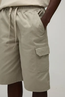 boohooMAN Short Cargo En Sergé À Taille Élastiquée Coupe Ample Essentiel<Homme Tout Afficher|Indispensables Grande Taille