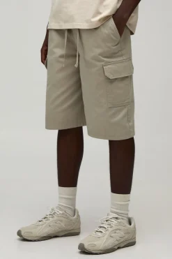 boohooMAN Short Cargo En Sergé À Taille Élastiquée Coupe Ample Essentiel<Homme Tout Afficher|Indispensables Grande Taille