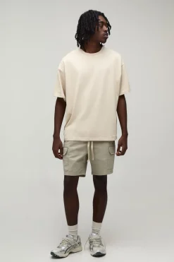 boohooMAN Short Cargo Mi-long Ajusté En Sergé De Twill Essentiel<Homme Shorts|Essentiels
