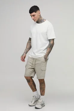 boohooMAN Short Cargo Mi-long En Twill Coupe Skinny Fit Tall<Homme Shorts|Tout Afficher