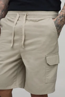boohooMAN Short Cargo Mi-long En Twill À Taille Élastiquée Coupe Slim Essentiel Pour Grands<Homme Tout Afficher|Shorts Tall