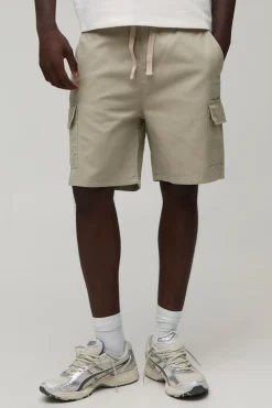 boohooMAN Short Cargo Mi-long En Twill À Taille Élastiquée Coupe Décontractée Essential<Homme Tout Afficher|Indispensables Grande Taille
