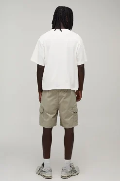 boohooMAN Short Cargo Mi-long En Twill À Taille Élastiquée Coupe Décontractée Essential<Homme Tout Afficher|Indispensables Grande Taille