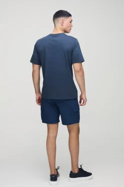 Short Cargo Slim à Plis Stretch Technique avec Taille Élastiquée