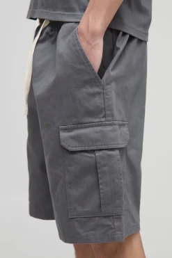boohooMAN Short cargo à taille élastiquée, coupe ample pour hommes grands<Homme Shorts|Tout Afficher