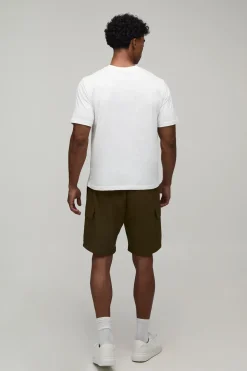 Short Cargo Technique Extensible À Taille Élastiquée Coupe Décontractée
