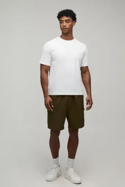 Short Cargo Technique Extensible À Taille Élastiquée Coupe Décontractée