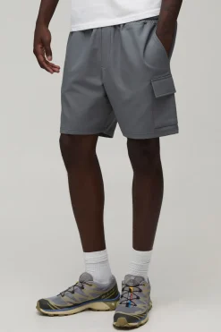 Short Cargo Technique Slim À Taille Élastiquée Et Tissu Extensible