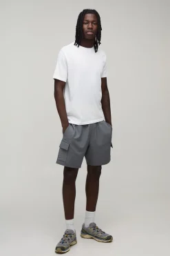 Short Cargo Technique Slim À Taille Élastiquée Et Tissu Extensible
