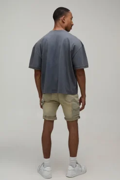 boohooMAN Short Carpenter Délavé Slim Stretch Multi Déchirures<Homme Denim|Denim