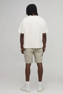 Short Chino Slim Coupe Ajustée Taille Fixe Essentiel Pour Grand