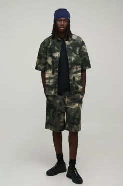 Short Coordonné En Sergé Camouflage Coupe Parachute
