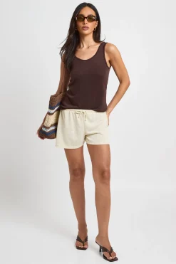 Short À Cordon En Tissu Slub