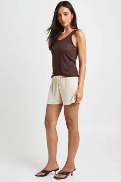 Short À Cordon En Tissu Slub